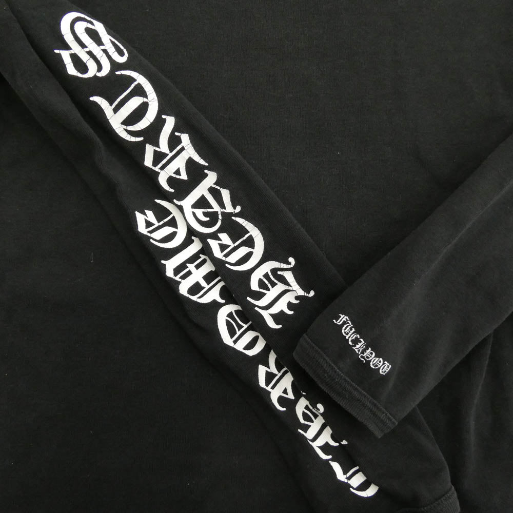 CHROME HEARTS クロムハーツ（原本無） OLD オールド 袖ロゴ アームロゴ ロングスリーブ カットソー 長袖 Tシャツ ブラック系【中古】