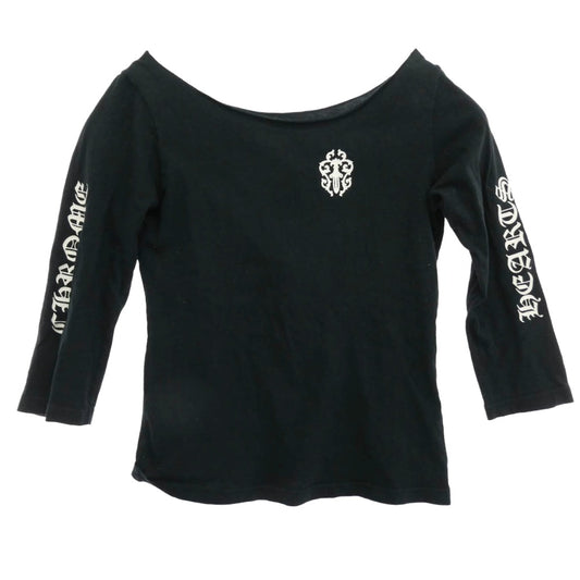 CHROME HEARTS クロムハーツ（原本無） ヴァインダガー アームロゴ 袖ロゴ プリント ラウンドネック ロングスリーブ カットソー 長袖 Tシャツ ブラック系 S【中古】