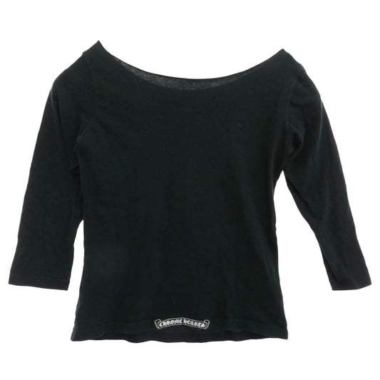 CHROME HEARTS クロムハーツ（原本無） ヴァインダガー アームロゴ 袖ロゴ プリント ラウンドネック ロングスリーブ カットソー 長袖 Tシャツ ブラック系 S【中古】