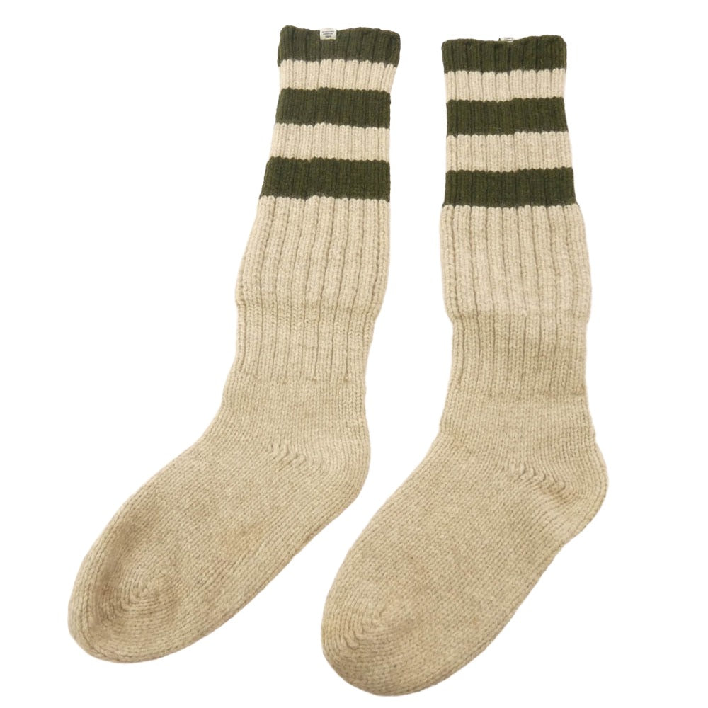 VISVIM ビズビム ウール ニット ソックス 靴下 ベージュ系 オリーブ系 S-M【中古】