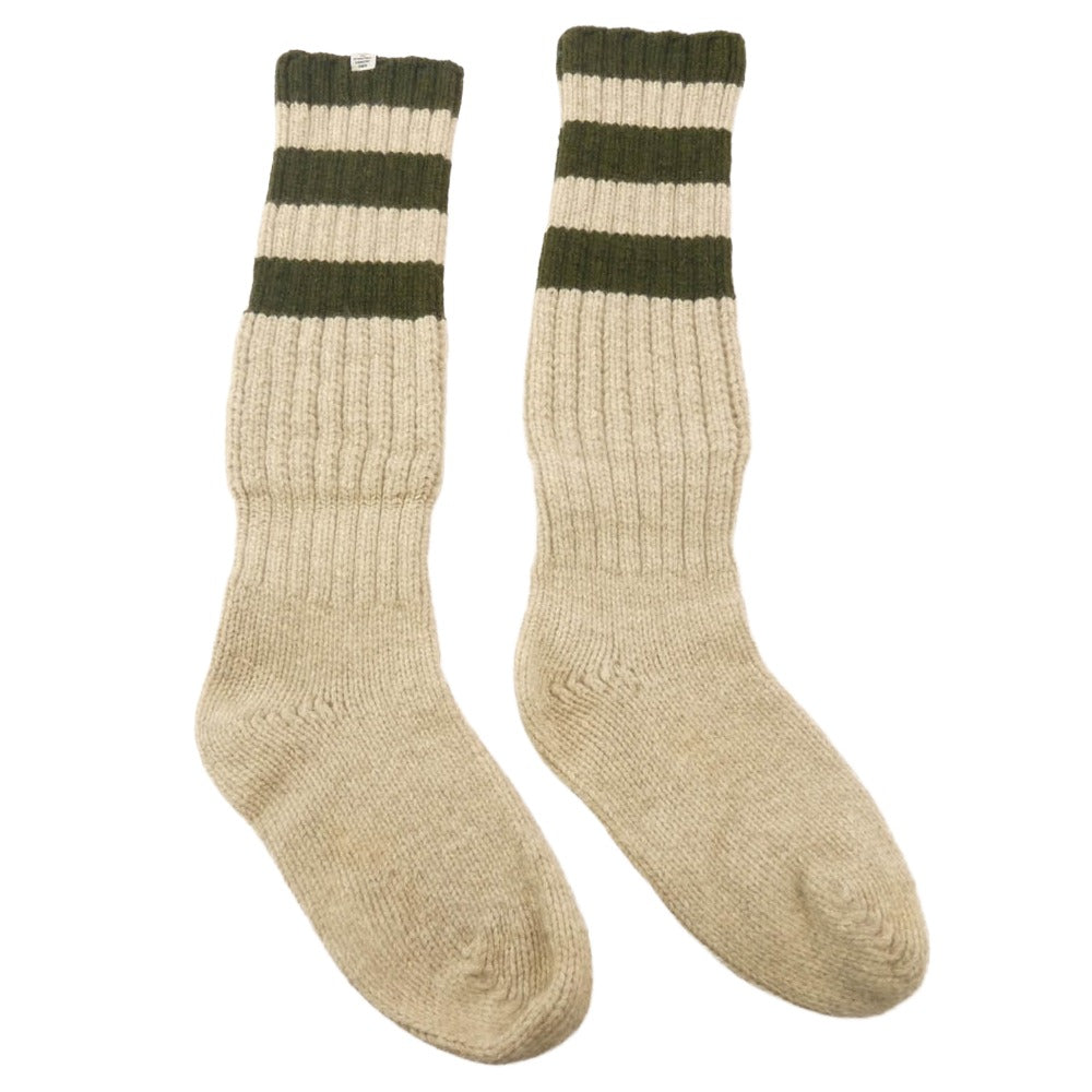 VISVIM ビズビム ウール ニット ソックス 靴下 ベージュ系 オリーブ系 S-M【中古】