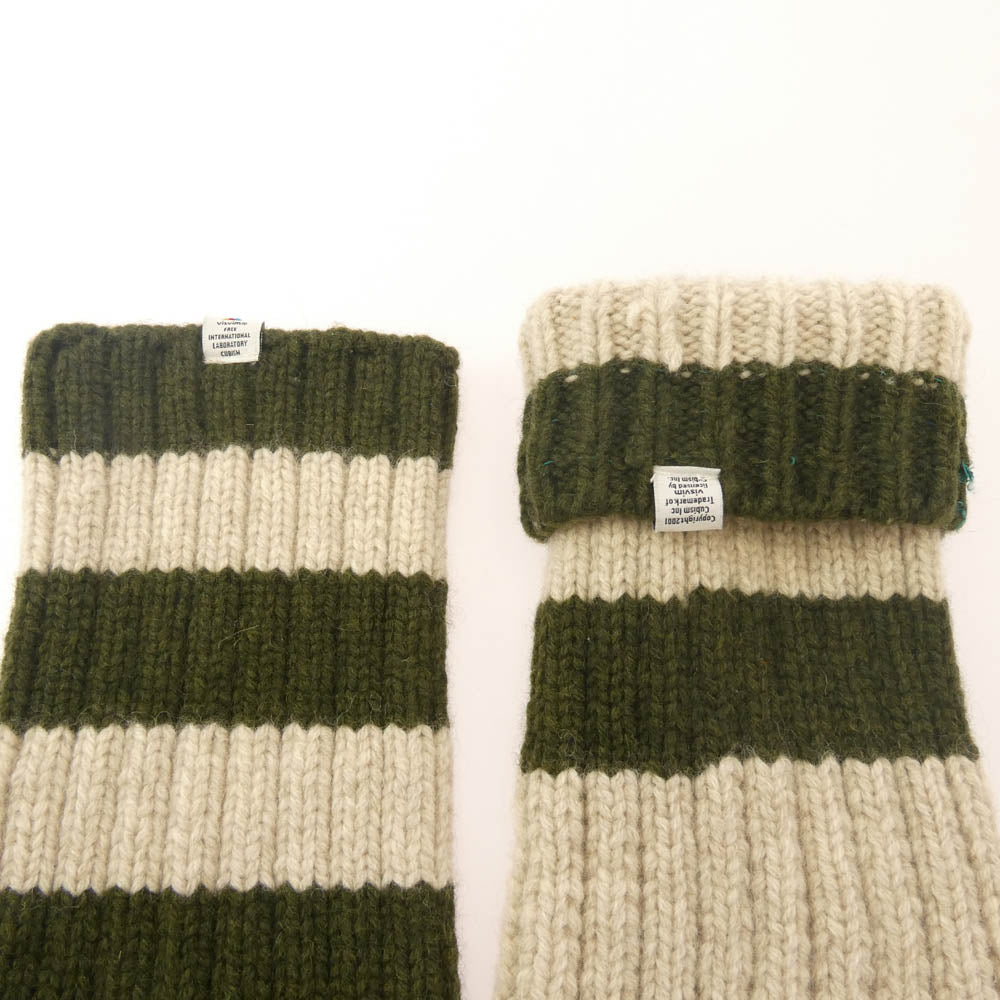 VISVIM ビズビム ウール ニット ソックス 靴下 ベージュ系 オリーブ系 S-M【中古】