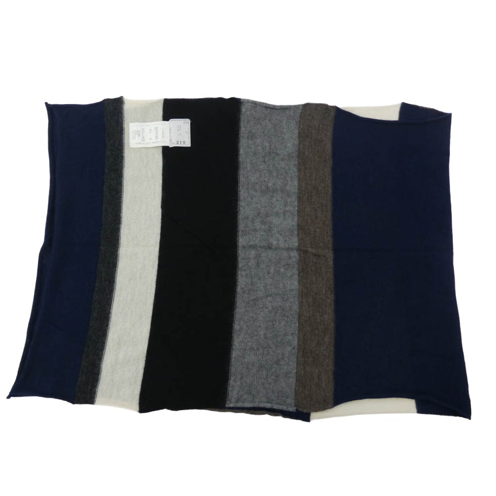 Sacai サカイ 12-00379M ボーダー ウール ニット マフラー ネイビー系 グレー系 オフホワイト系【中古】