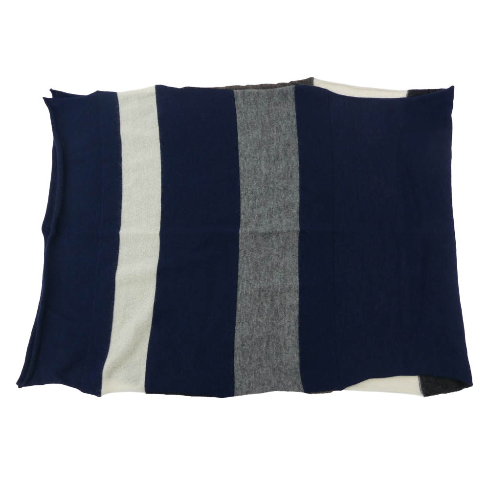 Sacai サカイ 12-00379M ボーダー ウール ニット マフラー ネイビー系 グレー系 オフホワイト系【中古】