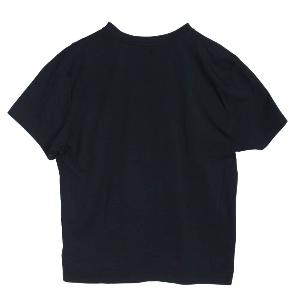AMI PARIS アミパリス BFUTS001.724 AMI DE COEUR アミ ドゥクール ワンポイント ロゴ刺繍 クルーネック 半袖 Tシャツ TEE ブラック系 XL【中古】