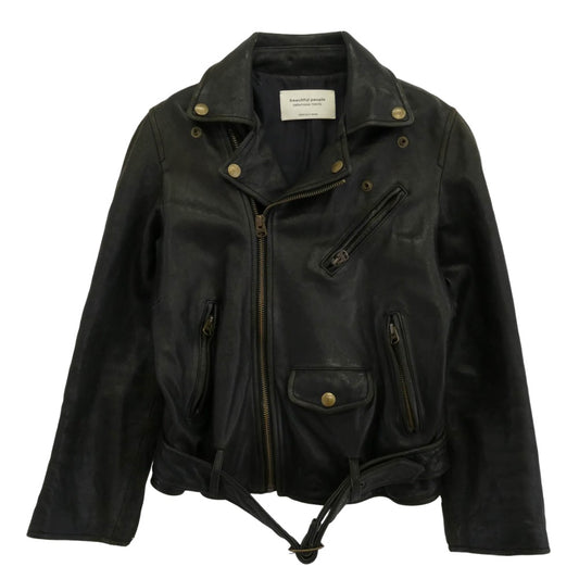 beautiful people ビューティフルピープル 1580402402 キッズ レザー ライダース ジャケット ブラック系 130【中古】