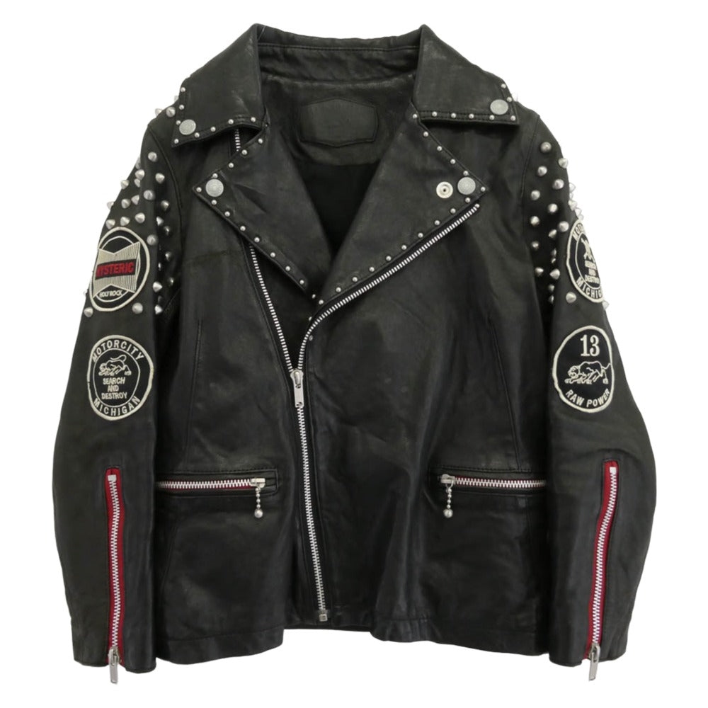 HYSTERIC GLAMOUR ヒステリックグラマー 0113LB02 ラムレザー スタッズ ダブル ライダース ジャケット ブラック系 free【中古】
