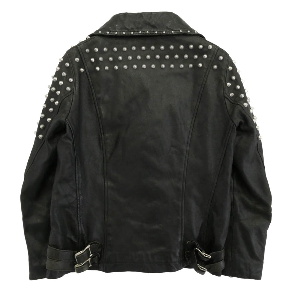 HYSTERIC GLAMOUR ヒステリックグラマー 0113LB02 ラムレザー スタッズ ダブル ライダース ジャケット ブラック系 free【中古】
