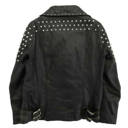 HYSTERIC GLAMOUR ヒステリックグラマー 0113LB02 ラムレザー スタッズ ダブル ライダース ジャケット ブラック系 free【中古】