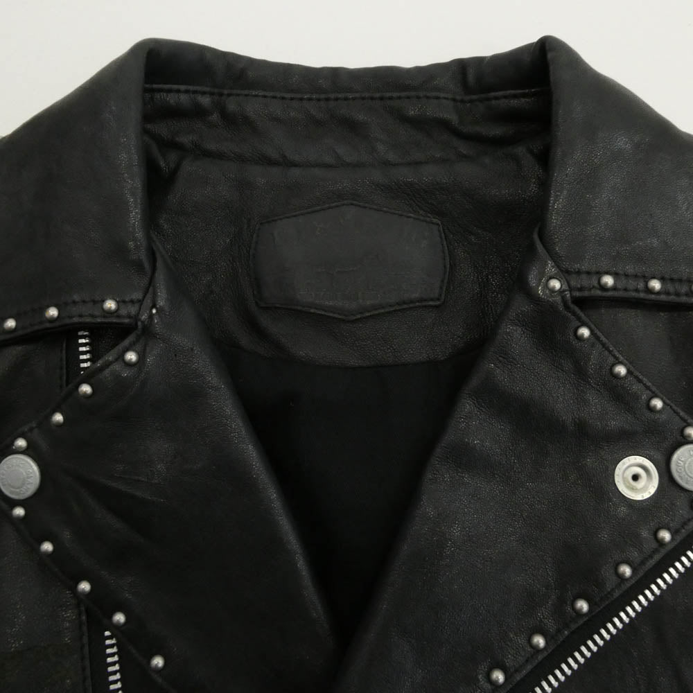 HYSTERIC GLAMOUR ヒステリックグラマー 0113LB02 ラムレザー スタッズ ダブル ライダース ジャケット ブラック系 free【中古】