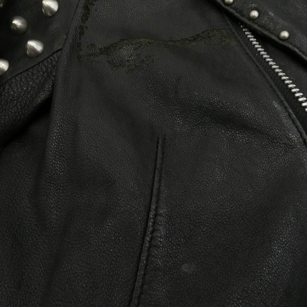 HYSTERIC GLAMOUR ヒステリックグラマー 0113LB02 ラムレザー スタッズ ダブル ライダース ジャケット ブラック系 free【中古】