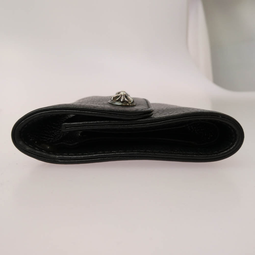 CHROME HEARTS クロムハーツ（原本無） WAVE MINI クロスボールボタン ウェーブミニ レザー ウォレット 財布 ブラック系【中古】