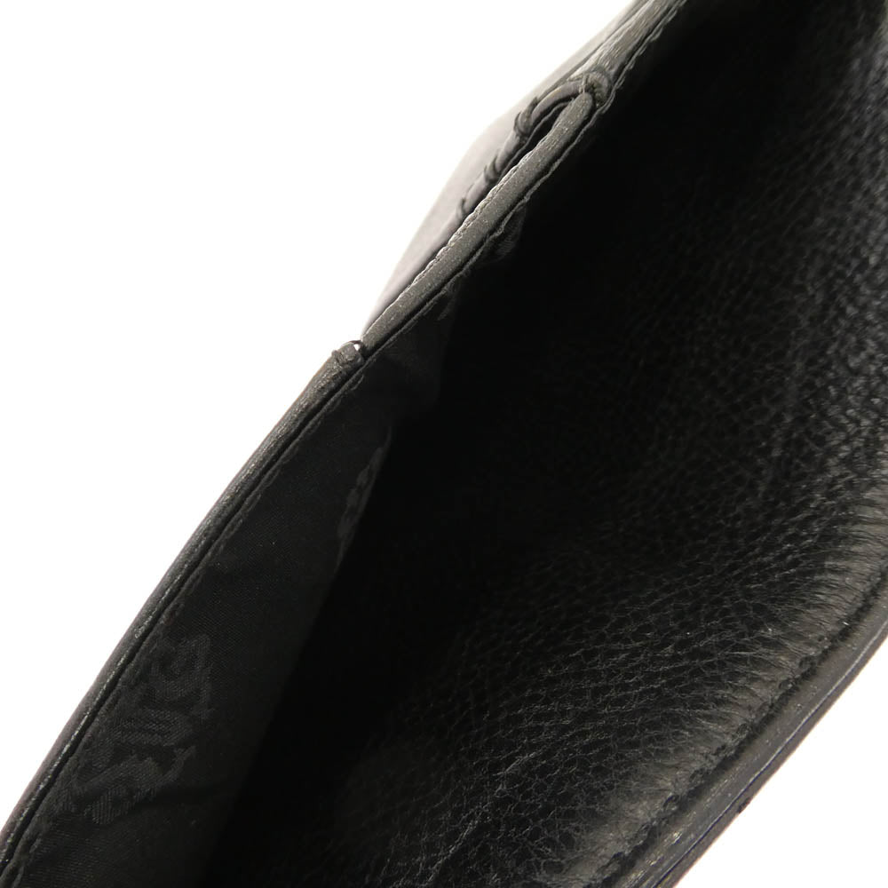 CHROME HEARTS クロムハーツ（原本無） WAVE MINI クロスボールボタン ウェーブミニ レザー ウォレット 財布 ブラック系【中古】