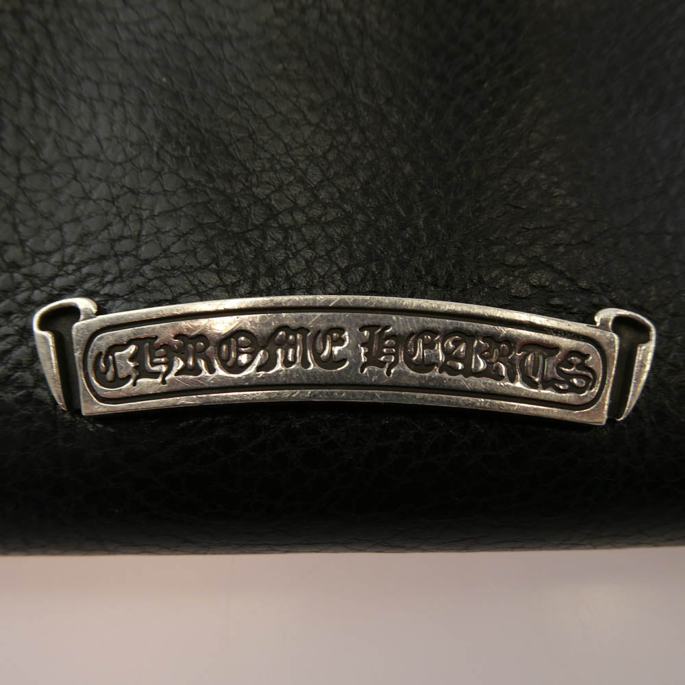 CHROME HEARTS クロムハーツ（原本無） WAVE MINI クロスボールボタン ウェーブミニ レザー ウォレット 財布 ブラック系【中古】