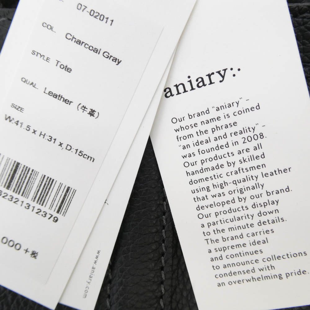 aniary アニアリ 07-02011 Shrink Leather シュリンク レザー トートバッグ チャコールグレイ チャコール系【極上美品】【中古】