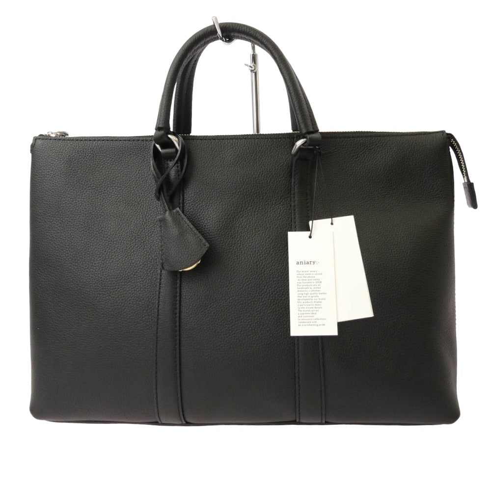 aniary アニアリ 07-01005 Shrink Leather シュリンク レザー ブリーフケース トートバッグ ブラック ブラック系【極上美品】【中古】