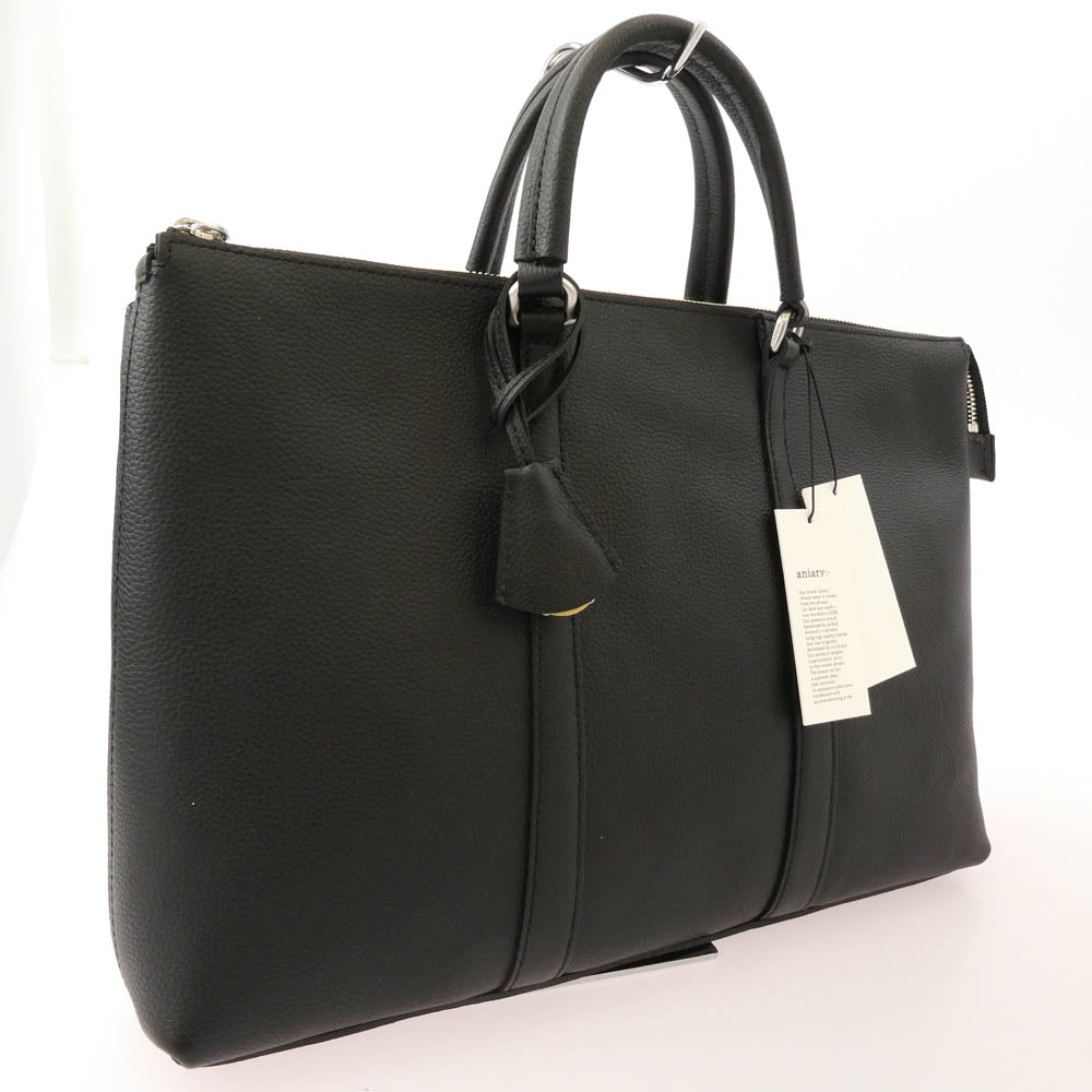 aniary アニアリ 07-01005 Shrink Leather シュリンク レザー ブリーフケース トートバッグ ブラック ブラック系【極上美品】【中古】