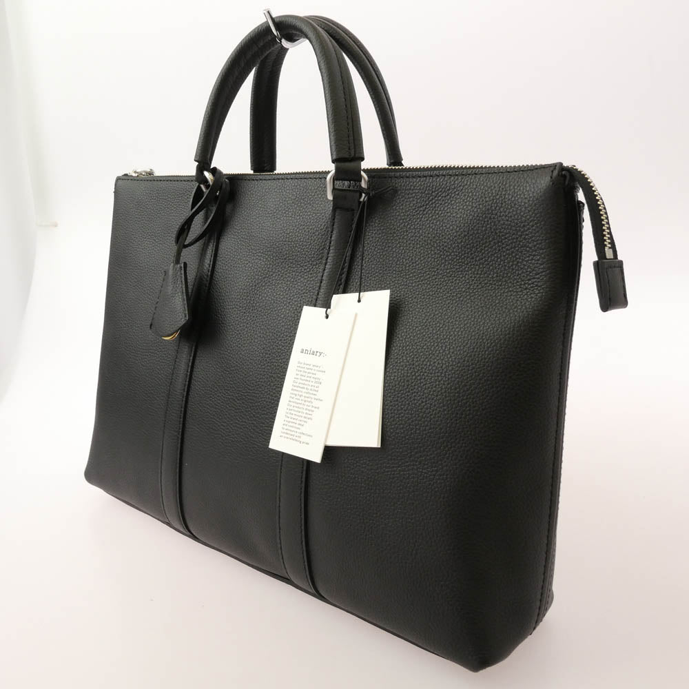 aniary アニアリ 07-01005 Shrink Leather シュリンク レザー ブリーフケース トートバッグ ブラック ブラック系【極上美品】【中古】