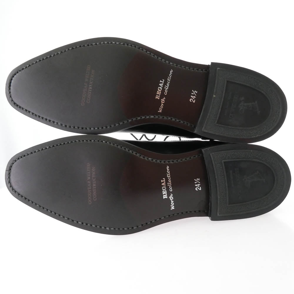 REGAL リーガル Warth collection ストレートチップ レースアップ レザー シューズ ブラック系 24.5【美品】【中古】