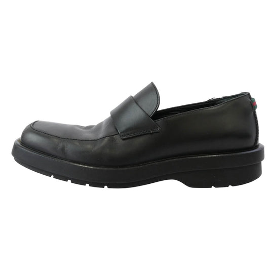 GUCCI グッチ 6067 スクエアトゥ シェリーライン レザー ローファー シューズ ブラック系 39【中古】