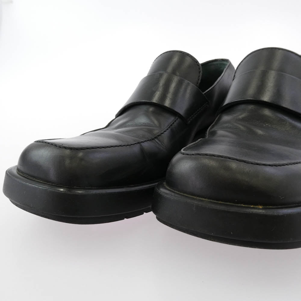 GUCCI グッチ 6067 スクエアトゥ シェリーライン レザー ローファー シューズ ブラック系 39【中古】