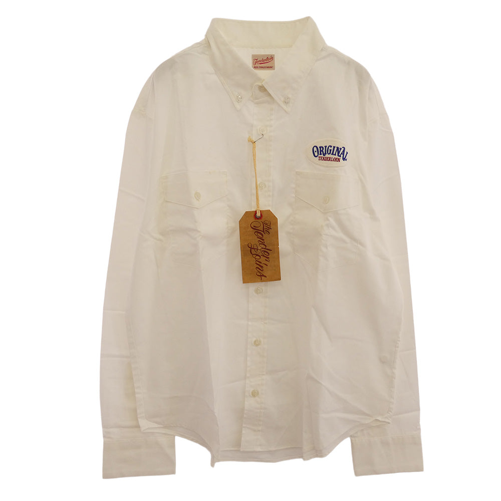 TENDERLOIN テンダーロイン T-WORK SHT U BD ロゴワッペン付き ボタンダウン 長袖 ワークシャツ ホワイト オフホワイト系 M【中古】
