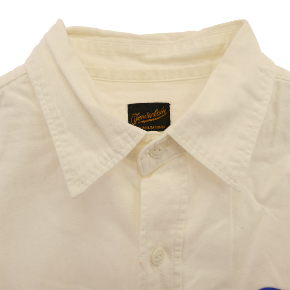 TENDERLOIN テンダーロイン T-G.S SHT ロゴワッペン付き ヘリンボーン 長袖 ワークシャツ ブラウン オフホワイト系 M【中古】