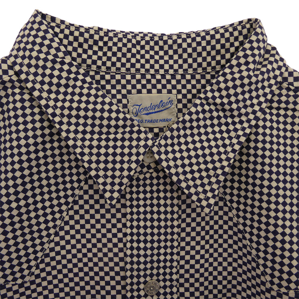 TENDERLOIN テンダーロイン T-SADDLEMAN SHT B S/S チェッカー柄 サドルマン 半袖 ウエスタンシャツ ネイビー系 M【中古】