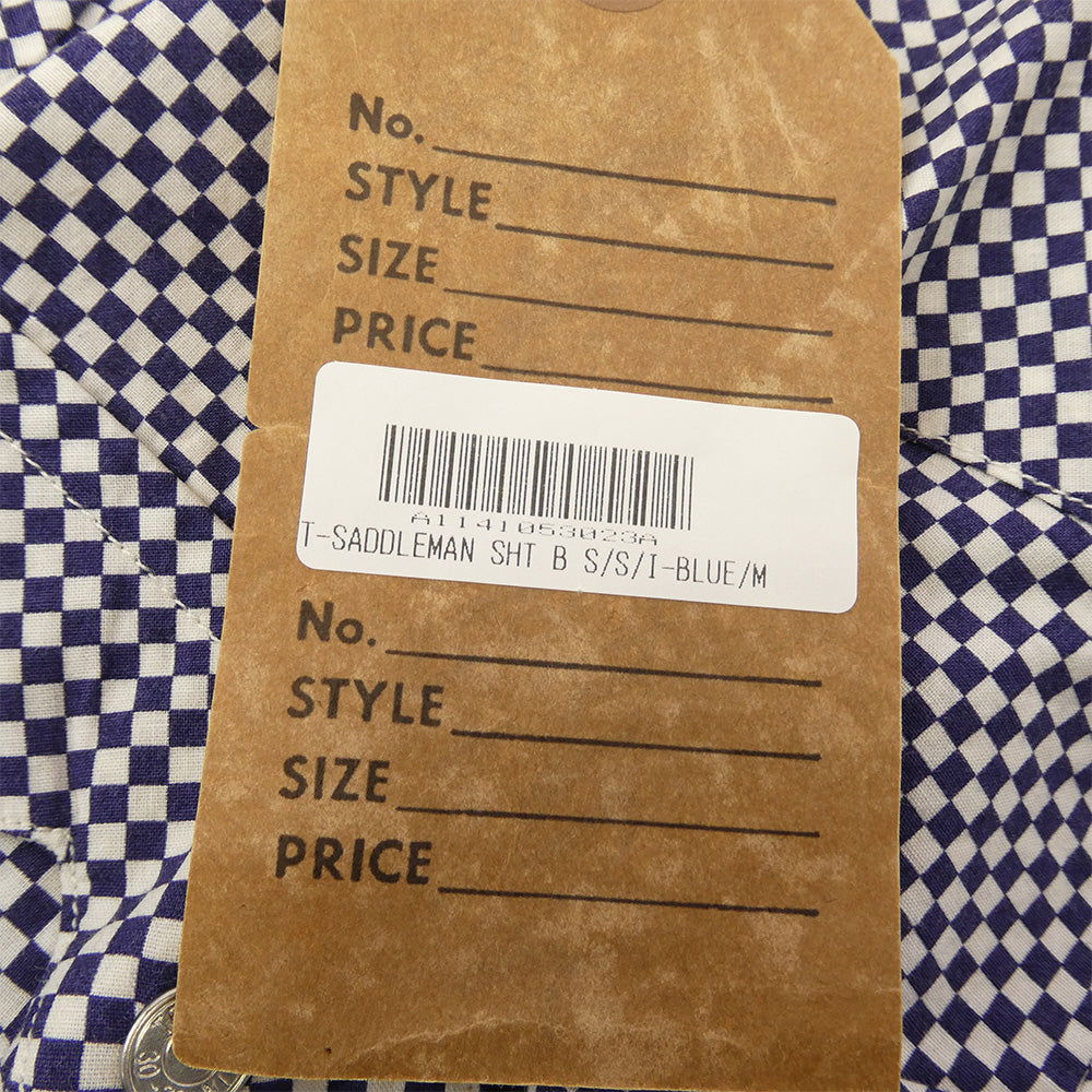 TENDERLOIN テンダーロイン T-SADDLEMAN SHT B S/S チェッカー柄 サドルマン 半袖 ウエスタンシャツ ネイビー系 M【中古】