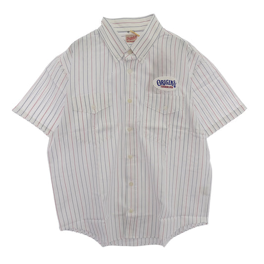 TENDERLOIN テンダーロイン T-WORK SHT U BD S/S ロゴワッペン付き ボタンダウン 半袖 ワークシャツ ストライプ ホワイト系 M【中古】