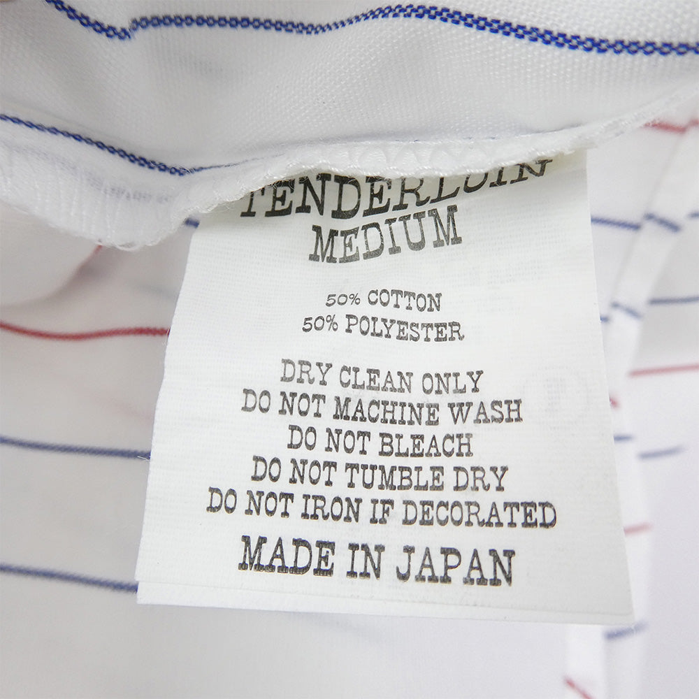 TENDERLOIN テンダーロイン T-WORK SHT U BD S/S ロゴワッペン付き ボタンダウン 半袖 ワークシャツ ストライプ ホワイト系 M【中古】
