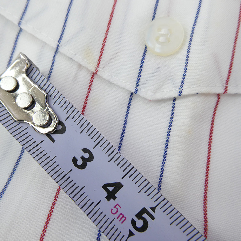 TENDERLOIN テンダーロイン T-WORK SHT U BD S/S ロゴワッペン付き ボタンダウン 半袖 ワークシャツ ストライプ ホワイト系 M【中古】