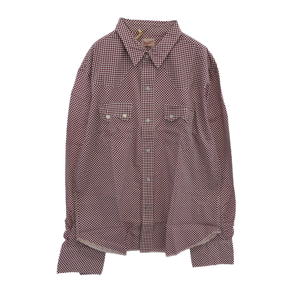 TENDERLOIN テンダーロイン T-SADDLEMAN SHT L/S B チェッカー柄 サドルマン 長袖 ウエスタンシャツ バーガンディー エンジ系 M【中古】