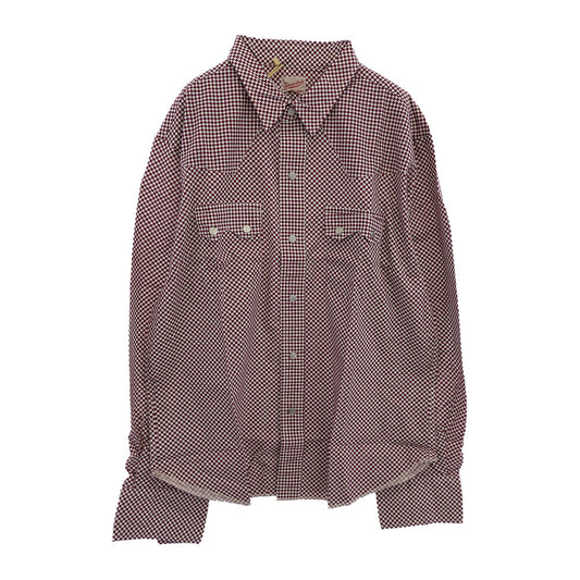 TENDERLOIN テンダーロイン T-SADDLEMAN SHT L/S B チェッカー柄 サドルマン 長袖 ウエスタンシャツ バーガンディー エンジ系 M【中古】