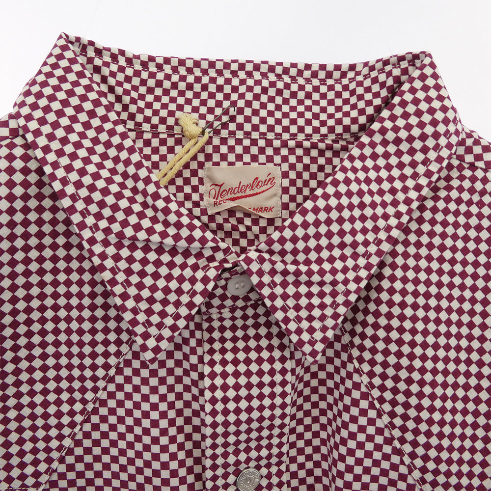 TENDERLOIN テンダーロイン T-SADDLEMAN SHT L/S B チェッカー柄 サドルマン 長袖 ウエスタンシャツ バーガンディー エンジ系 M【中古】