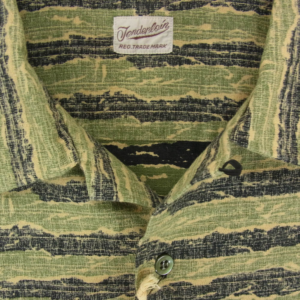 TENDERLOIN テンダーロイン T-TIGER ALOHA SHT S/S タイガーカモ アロハ 半袖 オープンカラーシャツ グリーン系 M【中古】