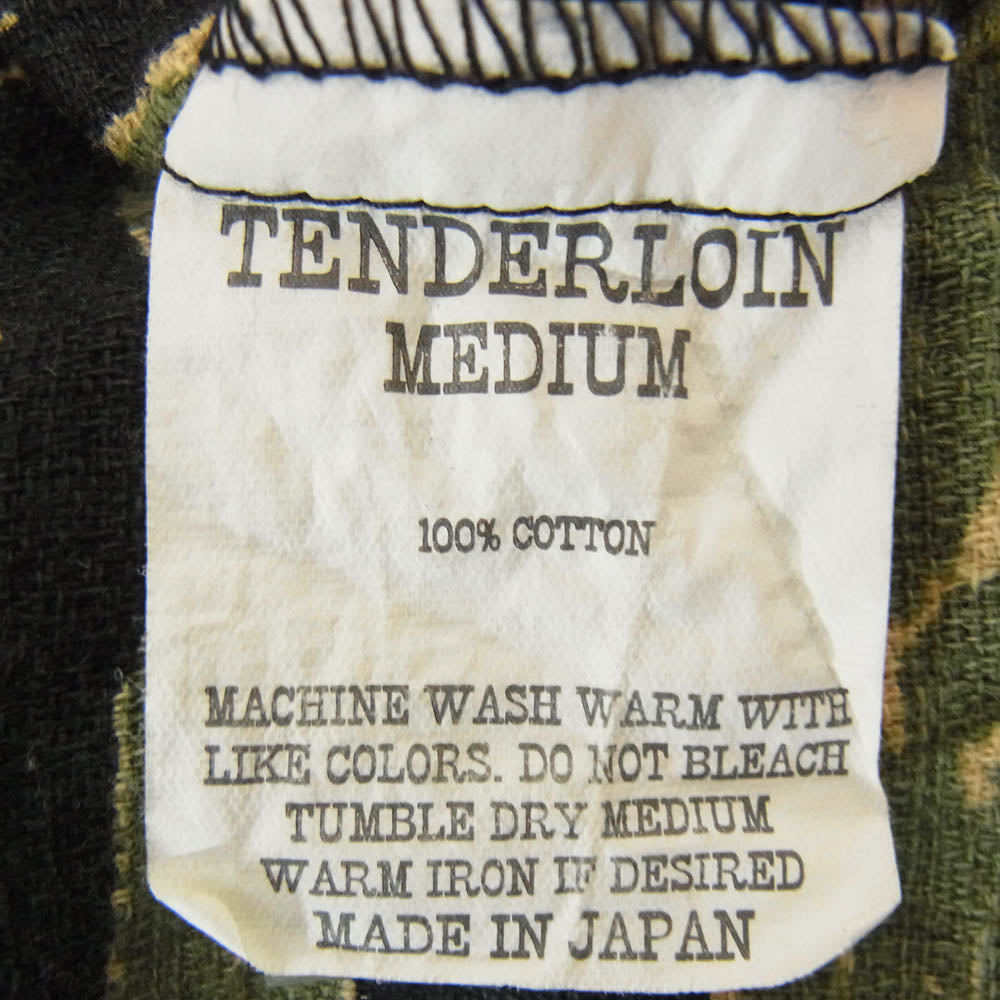 TENDERLOIN テンダーロイン T-TIGER ALOHA SHT S/S タイガーカモ アロハ 半袖 オープンカラーシャツ グリーン系 M【中古】