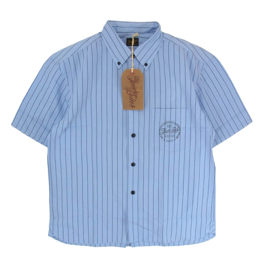 TENDERLOIN テンダーロイン T-WORK SHT U BD S/S ボタンダウン 半袖 ワークシャツ ストライプ ブルー系 L【中古】
