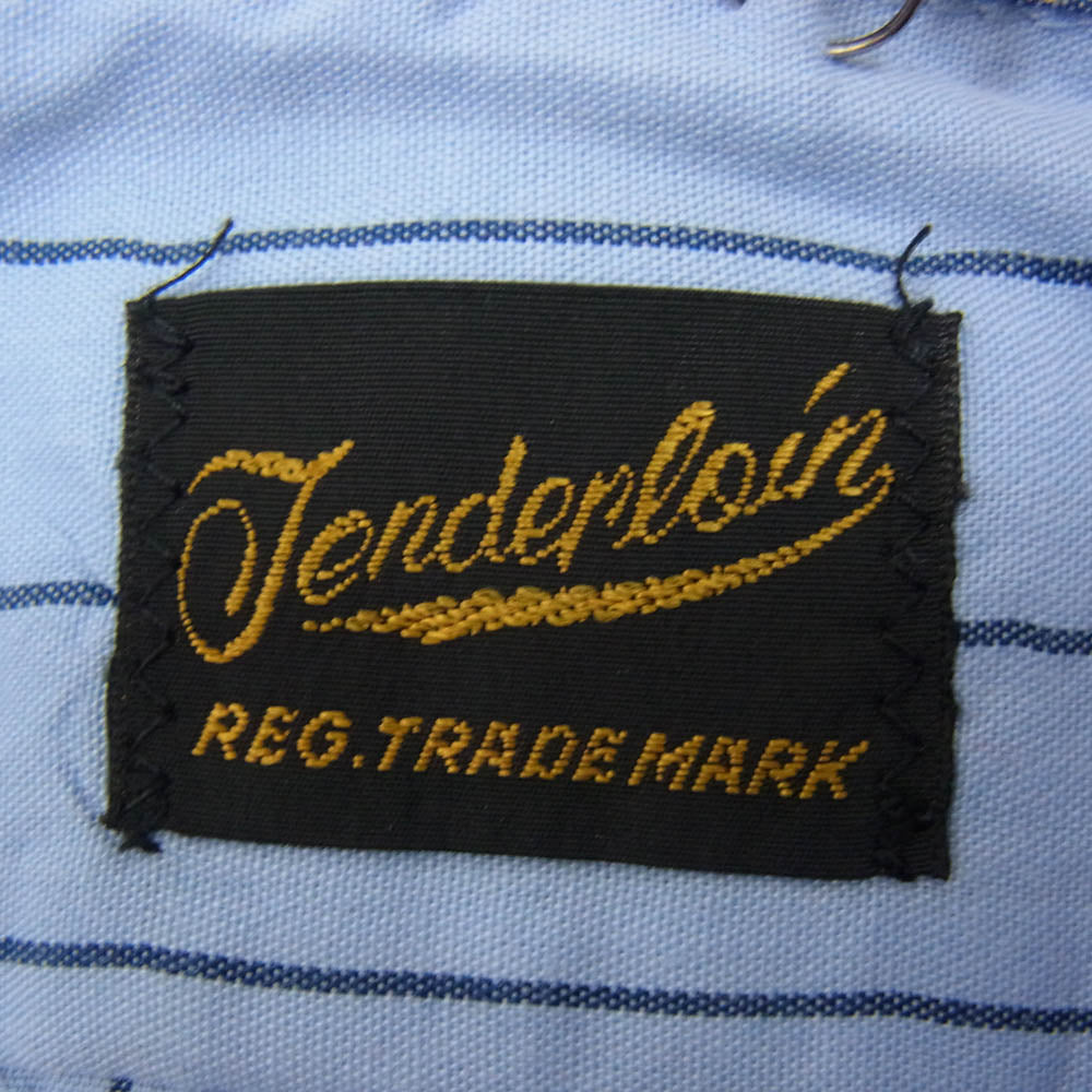 TENDERLOIN テンダーロイン T-WORK SHT U BD S/S ボタンダウン 半袖 ワークシャツ ストライプ ブルー系 L【中古】