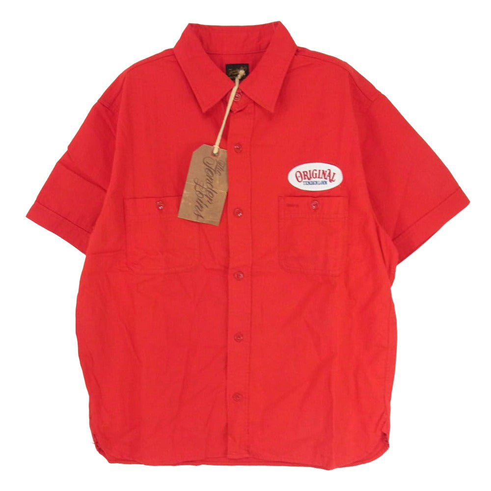 TENDERLOIN テンダーロイン T-G.S SHT S/S ロゴワッペン付き ヘリンボーン 半袖 ワークシャツ レッド系 M【中古】