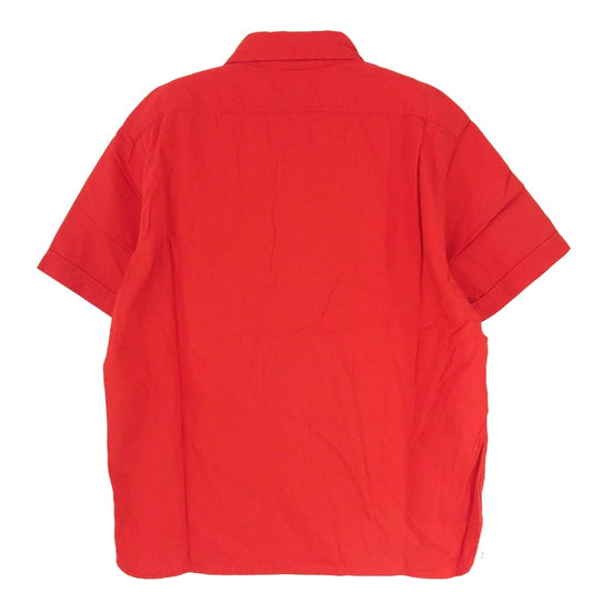 TENDERLOIN テンダーロイン T-G.S SHT S/S ロゴワッペン付き ヘリンボーン 半袖 ワークシャツ レッド系 M【中古】