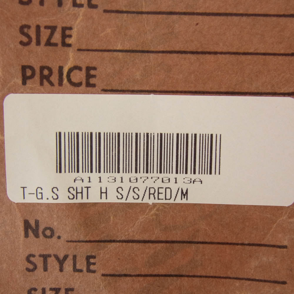 TENDERLOIN テンダーロイン T-G.S SHT S/S ロゴワッペン付き ヘリンボーン 半袖 ワークシャツ レッド系 M【中古】