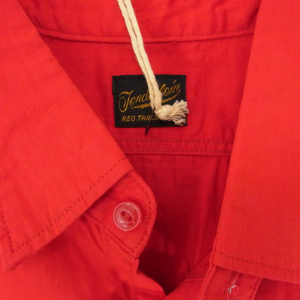 TENDERLOIN テンダーロイン T-G.S SHT S/S ロゴワッペン付き ヘリンボーン 半袖 ワークシャツ レッド系 M【中古】