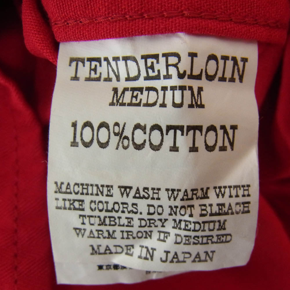 TENDERLOIN テンダーロイン T-G.S SHT S/S ロゴワッペン付き ヘリンボーン 半袖 ワークシャツ レッド系 M【中古】