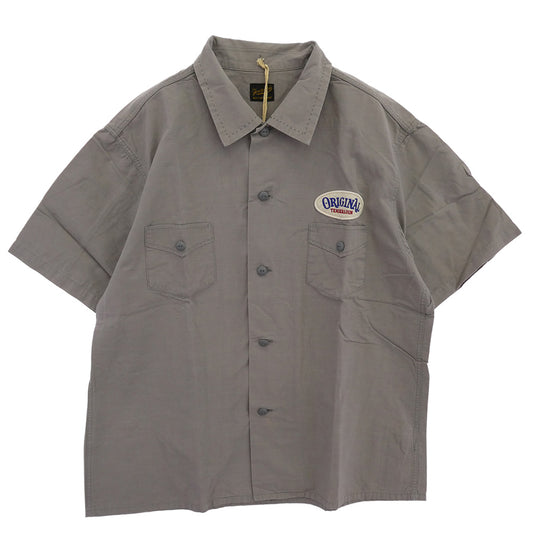 TENDERLOIN テンダーロイン T-OEM SHT SHORT ロゴワッペン付き 半袖 ワークシャツ ライトグレー チャコール系 M【中古】