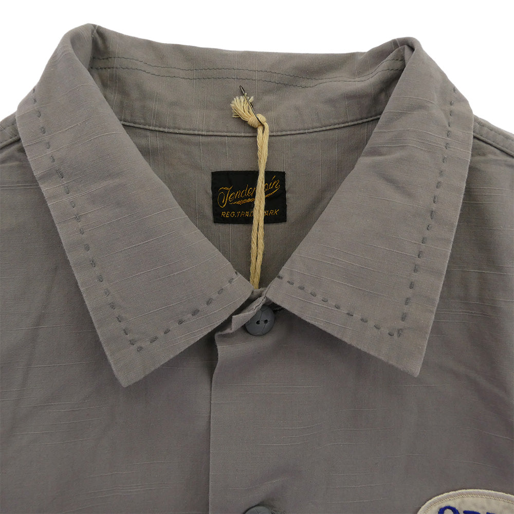 TENDERLOIN テンダーロイン T-OEM SHT SHORT ロゴワッペン付き 半袖 ワークシャツ ライトグレー チャコール系 M【中古】