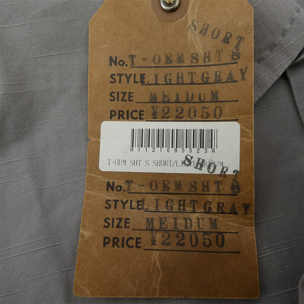 TENDERLOIN テンダーロイン T-OEM SHT SHORT ロゴワッペン付き 半袖 ワークシャツ ライトグレー チャコール系 M【中古】
