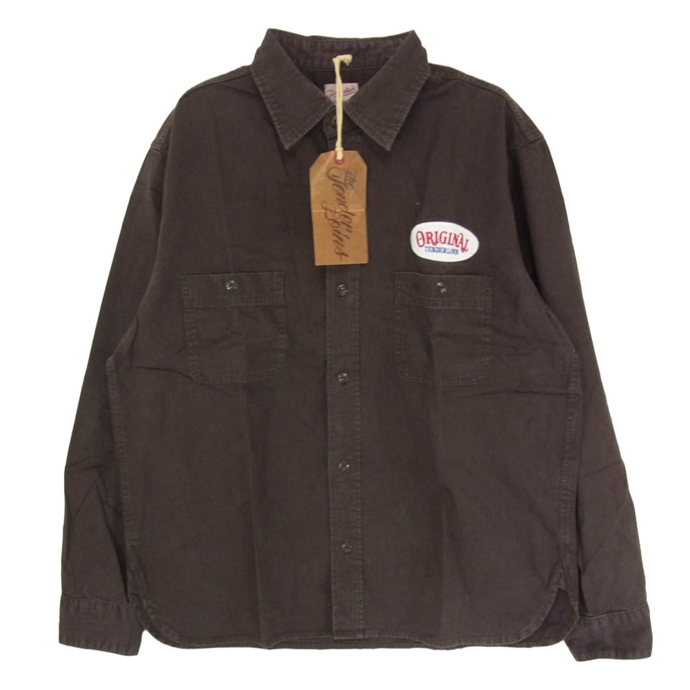 TENDERLOIN テンダーロイン T-G.S SHT ロゴワッペン付き ヘリンボーン 長袖 ワークシャツ ブラウン系 M【中古】