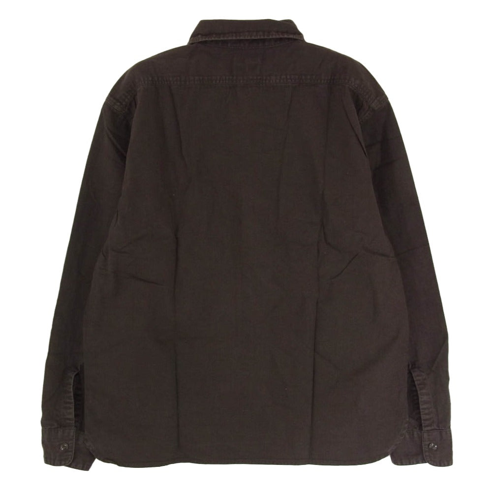 TENDERLOIN テンダーロイン T-G.S SHT ロゴワッペン付き ヘリンボーン 長袖 ワークシャツ ブラウン系 M【中古】