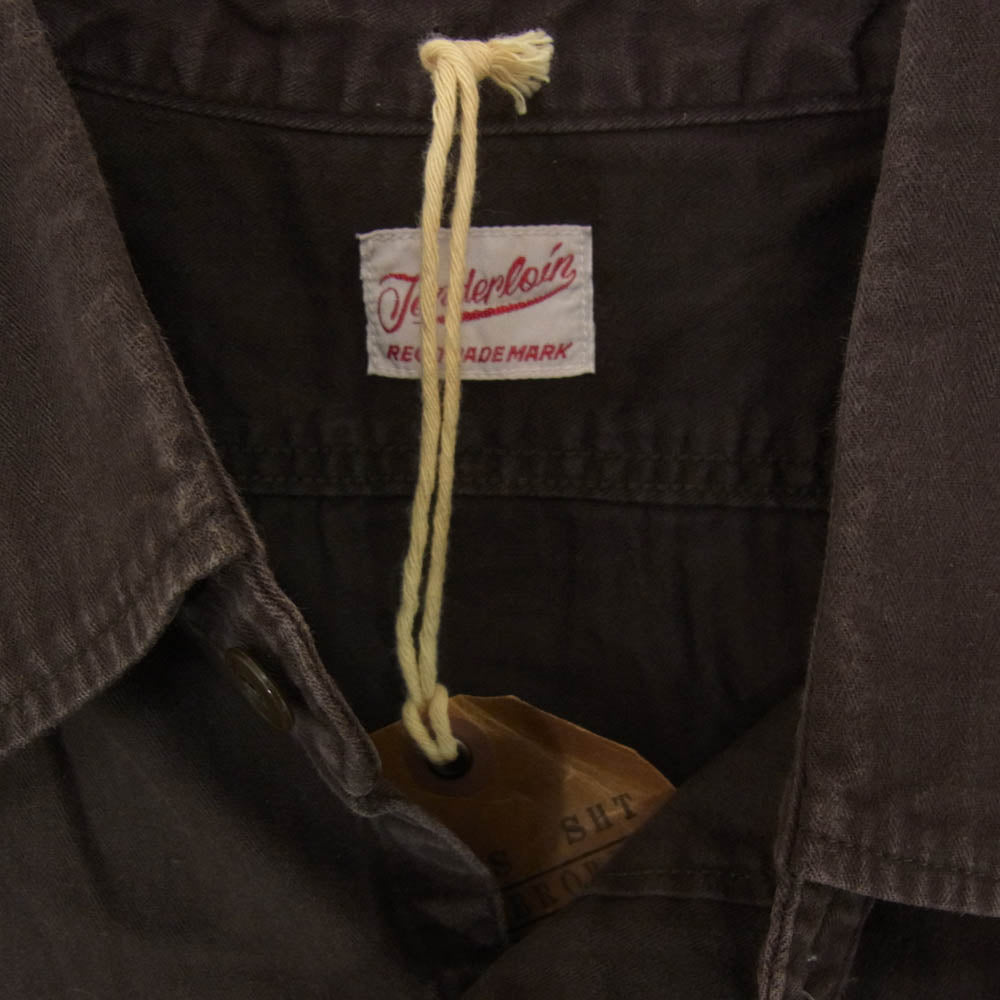 TENDERLOIN テンダーロイン T-G.S SHT ロゴワッペン付き ヘリンボーン 長袖 ワークシャツ ブラウン系 M【中古】